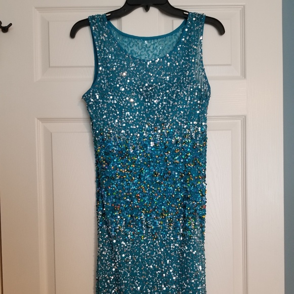 teal sequin dress